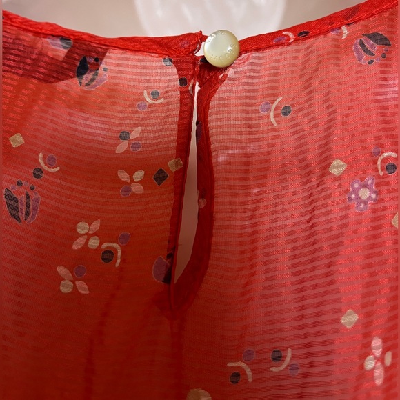 Marc Jacobs Tangerine Floral Blouse with Velvet Belting - Picture 11 of 13
